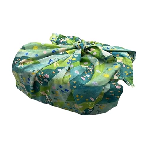 SQMSK 70 * 70 cm 2/4 Stück Retro Grünes Kaninchen Wiederverwendbares Furoshiki-Geschenkpapier Japanisches Geschenkpapier Quadratischer Schal Bento-Geschenkpapier