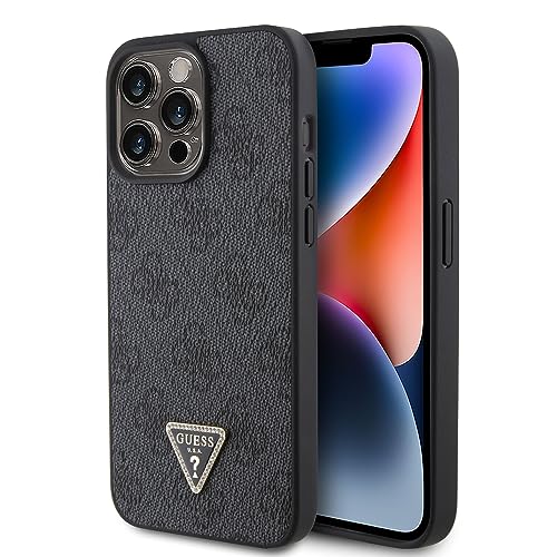 Guess GUHCP15XP4TDPK Hülle für iPhone 15 Pro Max 6.7" Schwarz hardcase Leather 4G Diamond Triangle