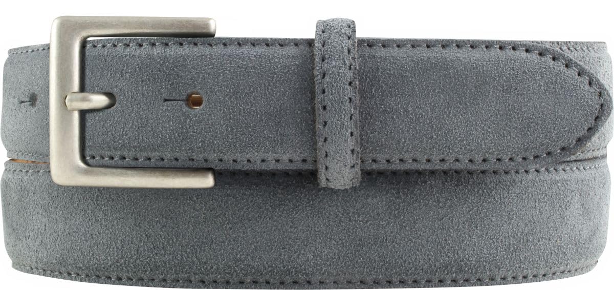 BELTINGER Gürtel aus Veloursleder 3,0 cm | Velour-Ledergürtel für Herren 30mm | Wildleder-Gürtel mit antik-silber Gürtelschließe | Dunkelgrau 110cm