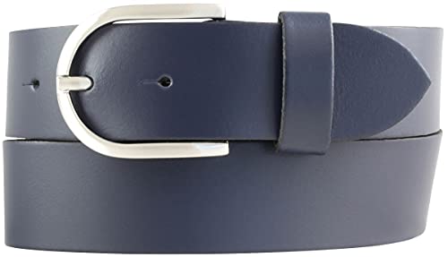 BELTINGER Damen-Gürtel aus 100% echtem Leder 4 cm | Jeans-Gürtel für Damen 40mm | Spaltleder-Gürtel in 4cm mit runder Schließe | Marine 90cm