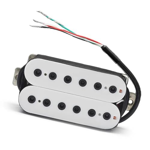 Gitarren-Tonabnehmer Humbucker Coil Spliting Neck7.5K/Bridge15K Doppelspulen-Tonabnehmer Für E-Gitarre, Schwarzer Gitarrenteil, Warmer Klang, Weiß (Color : Bridge 52MM)