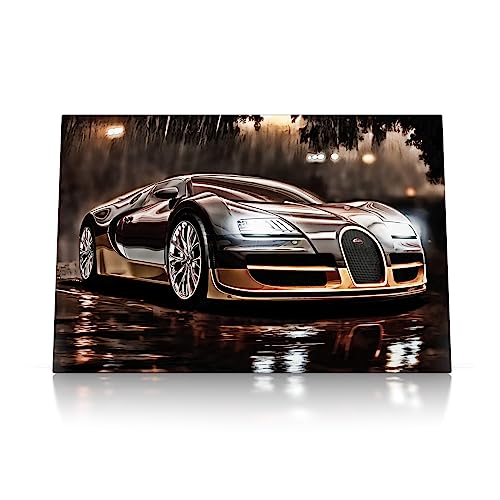 CanvasArts Leinwand Bild - Auto Artwork Sunset Super Sportwagen kompatibel mit Bugatti Veyron (60 x 40 cm, Leinwand auf Keilrahmen)