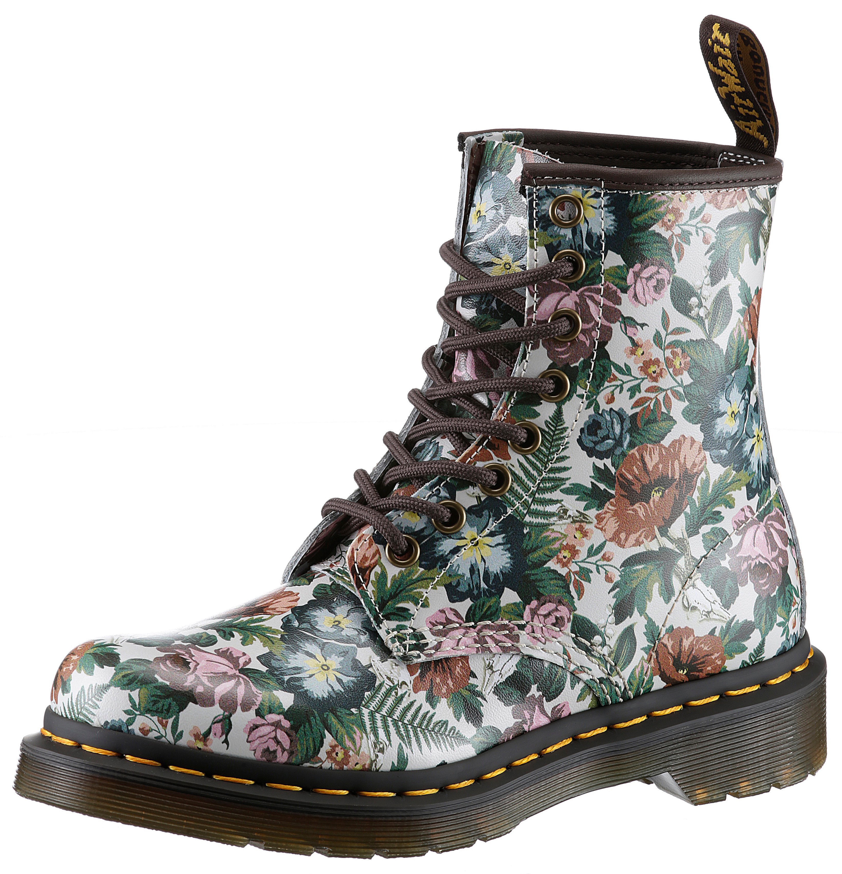 DR. MARTENS Schnürboots "1460", Blockabsatz, Schnürschuh, Stiefelette mit coolem Print