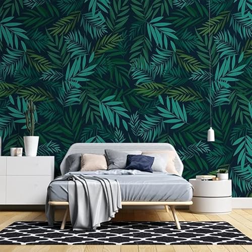 XLMING Frische Grüne Pflanzenblätter Küche Esszimmer Arbeitszimmer Wohnzimmer TV Hintergrund Wand 3D Tapete-400cm×280cm