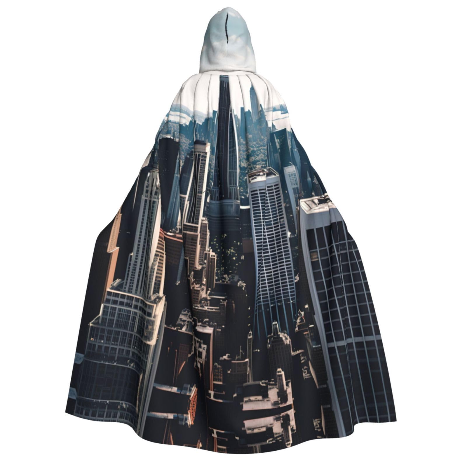 WURTON Empire State Building Print Unisex Kapuzenumhang Kostüm Damen Herren Vampir Halloween Cosplay Karneval Mottoparty