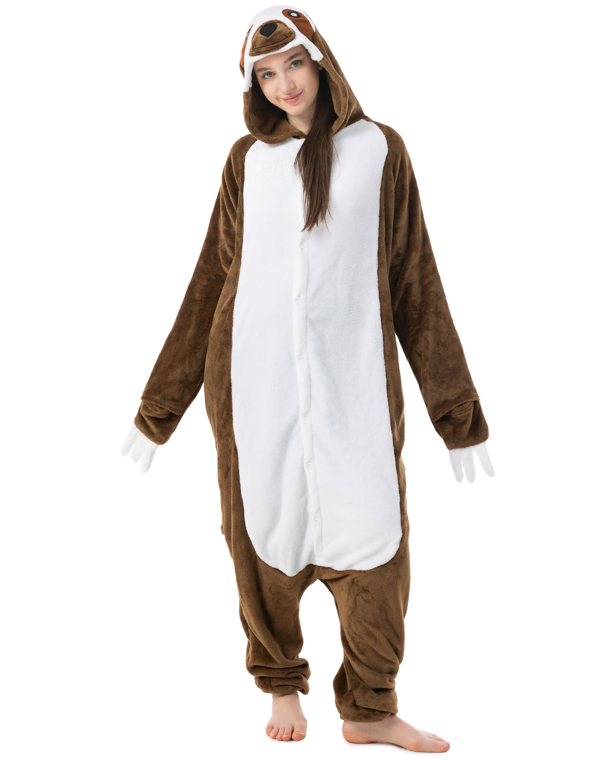 Katara 1744 -Faultier Kostüm-Anzug Onesie/Jumpsuit Einteiler Body für Erwachsene Damen Herren als Pyjama oder Schlafanzug Unisex - viele Verschiedene Tiere