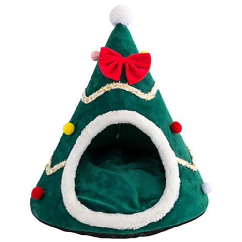 Cozy Canine Christmas Cap Nest - Gepolsterter, warmer und plüschiger Welpe für festlichen Schlummer