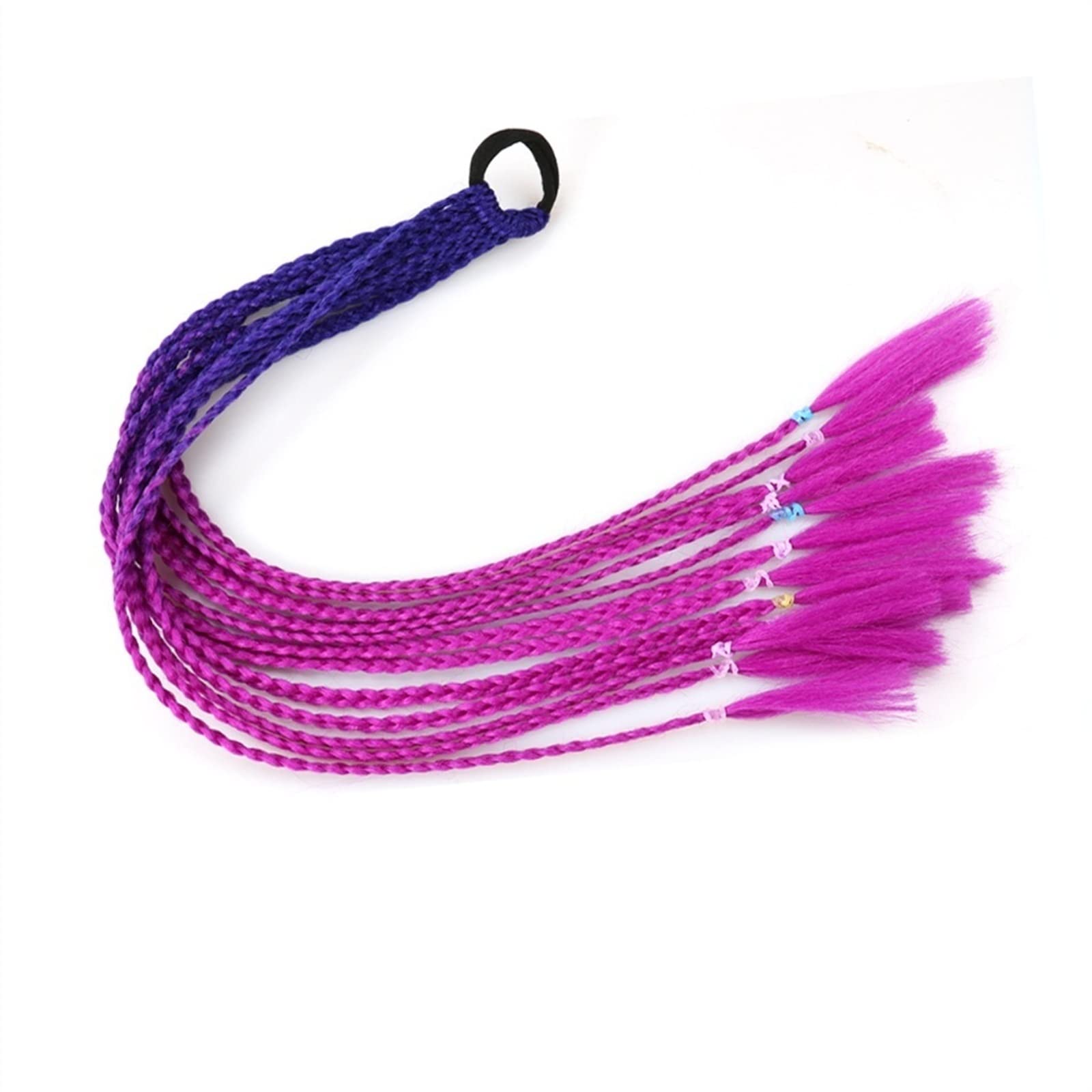 Pferdeschwanz Haarteil Synthetisches Gummiband Twist Braid Pferdeschwanz-Verlängerung, 60 cm bunte gemischte Braid-Haarteile for Mädchen Kinder, Kleidverschönerungsverzierung Pferdeschwanz Haarverläng