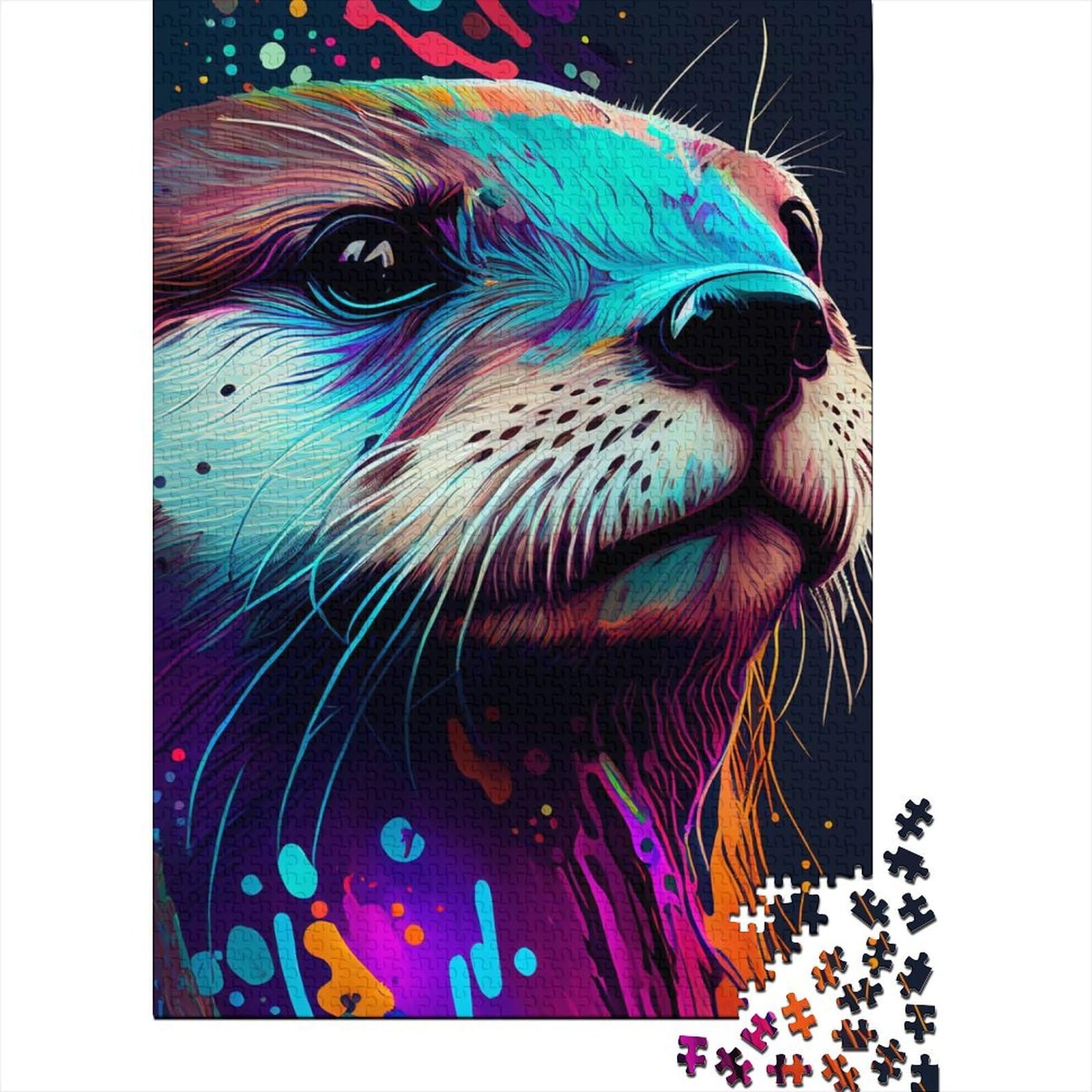 1000-teiliges Puzzle für Erwachsene Teenager, Otter-Farbe, Holzpuzzle für Erwachsene, Puzzle, praktisches Spiel, Familiendekoration, 75 x 50 cm