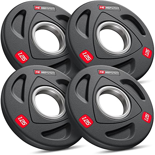 Hop-Sport 5 kg Profi Studio Gusseisen Olympia Hantelscheiben Set 50mm gummiert Guss Gewichte Hantel Set 50/51 mm Bohrung 4x1,25 kg