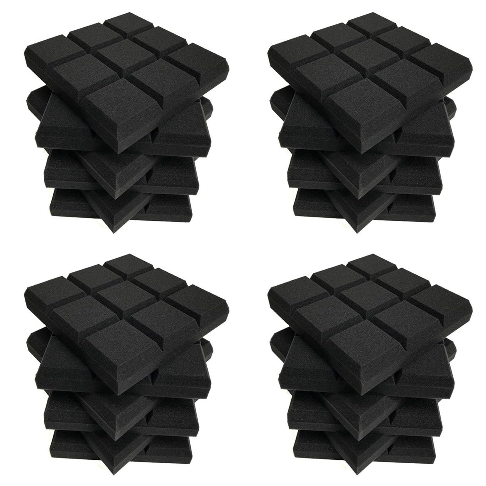 SICOSALT 24 Pack 30X30X5cm Akustik Schaum Platten, Abgeschrägte 9 Block Fliesen, Schall Platten Keile Schalldichte Schall Dämmung Absorbierend