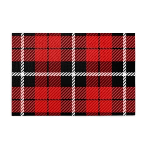 Weihnachts-Tartan-Rotkaro, Puzzles 1000 Teile Holzpuzzle Spielzeug Familienspiel Wanddekoration