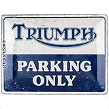 Nostalgic-Art Retro Blechschild, 30 x 40 cm, Triumph – Parking Only – Geschenk-Idee für Biker, aus Metall, Vintage Design