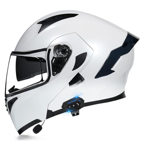 Bluetooth Modulare Motorradhelm Klapphelm Mit Doppelvisier ECE Genehmigt Modulare Integralhelm Vollvisierhelm Motorrad Street RacinMoped g Crash Helm FüR Erwachsene Damen Herren