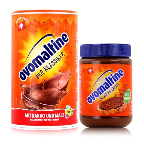 Ovomaltine Pulver Original 500g + Crunchy Creme Brotaufstrich ohne Palmöl 380g (Set)