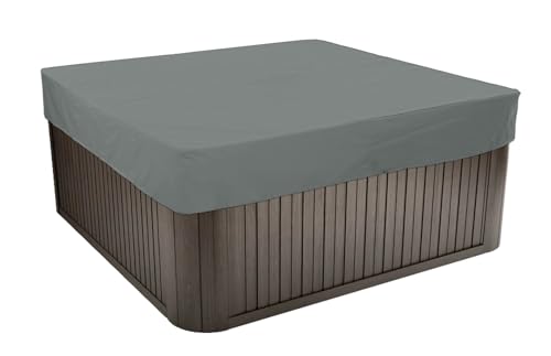 BaCover Outdoor Whirlpool-Abdeckung, Allwetter Garten Spa Abdeckung aus 210D Oxford, Wasserdicht, Staubdicht, UV-geschützt Poolabdeckung Quadrat,Grau,220x220x30cm