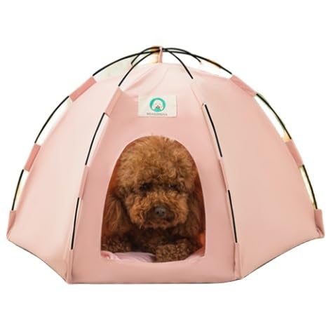 Welpenzeltbett, Haustierzelt for draußen, Katzenzeltbett, Hundezelt, leicht zu reinigen, waschbarer Zwinger, atmungsaktive Belüftung, Katzenhaus, Katzennest (Color : Pink, Size : M (58 * 50 * 36))