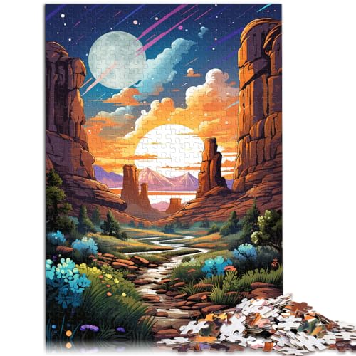 Puzzle als Geschenk, farbenfrohe psychedelische Bögen in Utah, 1000 Teile, Puzzle für Erwachsene, Holzpuzzle, Künstlersammlung, bildende Kunst, 1000 Teile (50 x 75 cm)