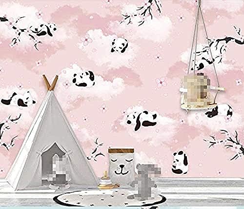 XLMING Rosa Cartoon Panda Blume Wanddekoration 3D Tapeten Home Esszimmer Sofa Schlafzimmer Wohnzimmer TV Hintergrund-250cm×170cm