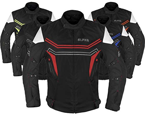 Jayefo Alpha Wasserdichte Motorradjacke für Männer – Dualsport Motorradrüstung mit hoher Sichtbarkeit | CE-zertifizierte Motorradpanzerjacken (Rot, Groß)