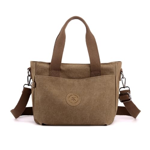 HIOPOIUYT Stilvolle Canvas-Umhängetasche für Damen, vielseitig und Handtasche für Reisen, Arbeit und den täglichen Gebrauch, coffee