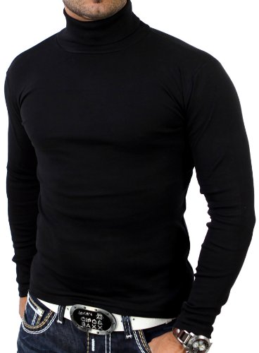 Reslad Herren Rollkragen Pullover RS-1088 Schwarz 2XL