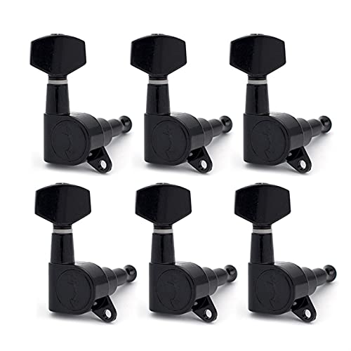 Gitarren Stimmwirbel 6 Stücke Gitarren-Tuning-PEGs-Tuner-Maschinenköpfe Tuning Peg Maschine Kopf Chrom-Gold-Schwarz (Color : Black 6R)