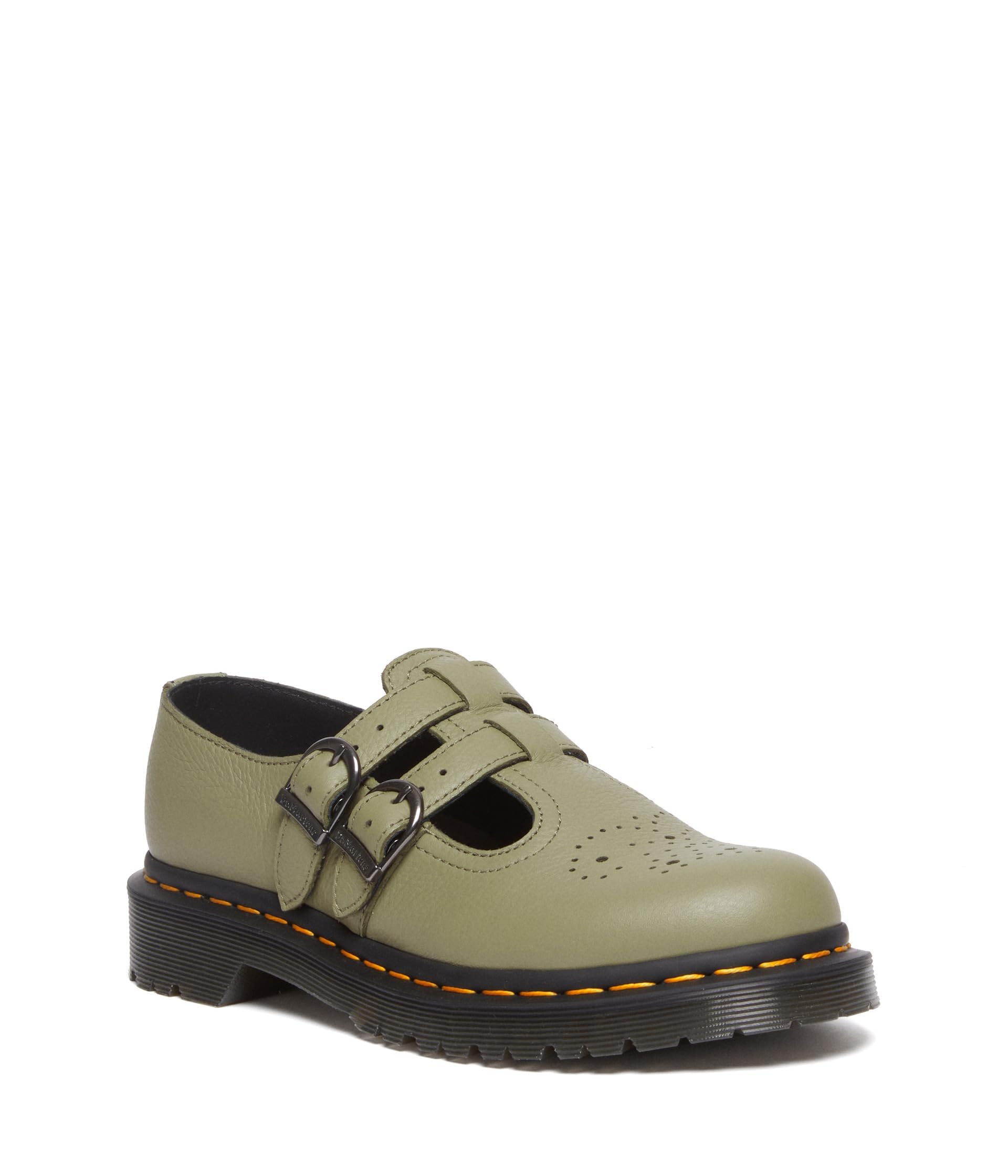 Dr. Martens Damen 8065 Mary Jane Flat, gezahnte Oliven, 7