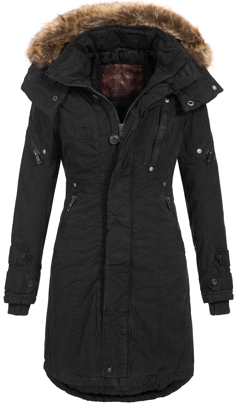 Jet Lag Damen Winterparka Jacke SW-61 Fellkapuze black S