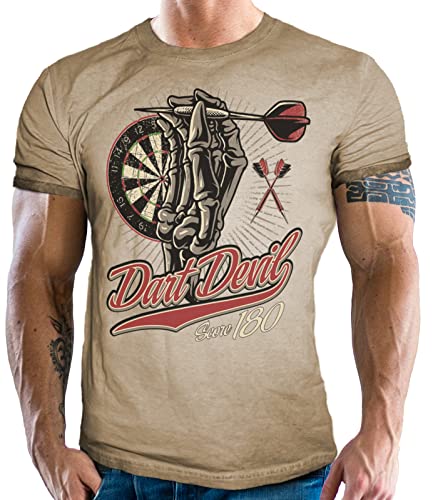 T-Shirt für Dart Spieler im Washed Vintage Used Look 4XL