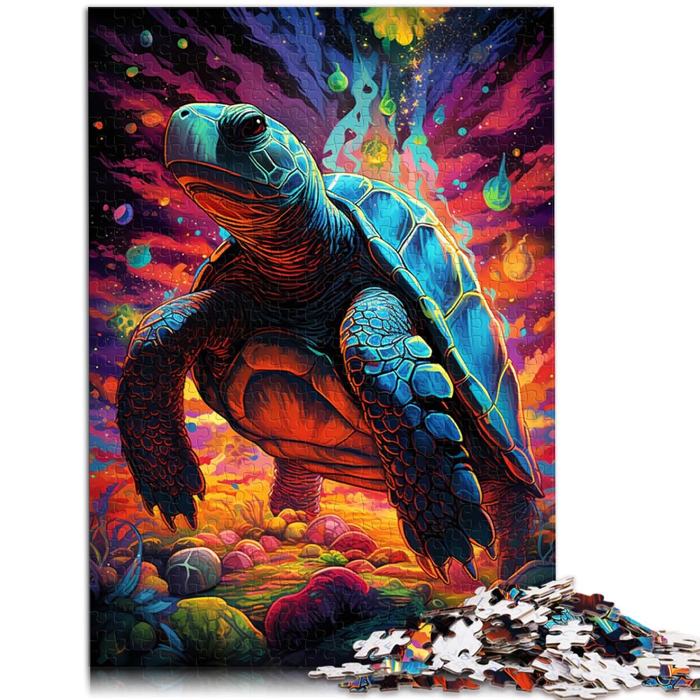 Spielgeschenk-Puzzle, farbenfrohes psychedelisches Schildkröten-Puzzle, 1000 Teile, jedes Teil ist einzigartig – anspruchsvolles, unterhaltsames Familienspiel, 1000 Teile (50 x 75 cm)