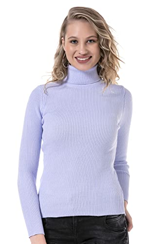 Cipo & Baxx Damen Rollkragenpullover Strick Langarm Pulli Sweater WP227 Hellblau XL