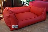 Hundebett Hundesofa Schlafplatz Kunstleder Similpelle Farbe und Größe wählbar von XS bis XXL (110 cm X 85 cm, rot)