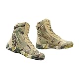 Herren-Wanderstiefel, Herren-Kampfstiefel Im Militär-Stil Mit Seitlichem Reißverschluss, Wasserdicht, Atmungsaktiv, Tarnmuster, Leichte Und Lässige All-Terrain-Schnürschuhe (Color : Green, Size : 46