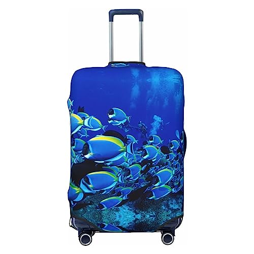 Blue Fishes Ocean Reisegepäckabdeckung, robuster Kofferschutz, passend für 45,7 - 81,3 cm große Gepäckstücke, Größe M, Schwarz, Medium