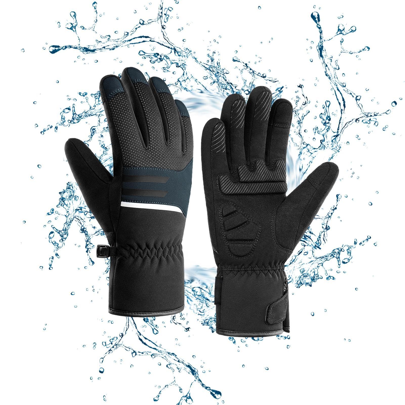 wasserdichte Winterhandschuhe,Screen Touch Handschuhe - Screen Touch Anti-Rutsch-Fäustlinge,Winddichte, warme Fäustlinge zum Laufen, Wandern, Spazierengehen, Pendeln