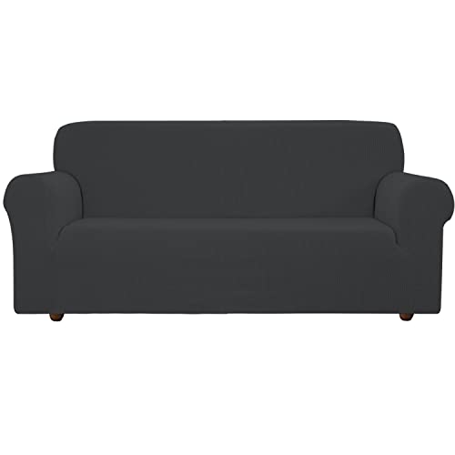 E EBETA Elastisch Sofa Überwürfe Sofabezug, Stretch Sofahusse Sofa Abdeckung Hussen für Sofa, Couch, Sessel 3 Sitzer (Dunkelgrau, 185-235 cm)