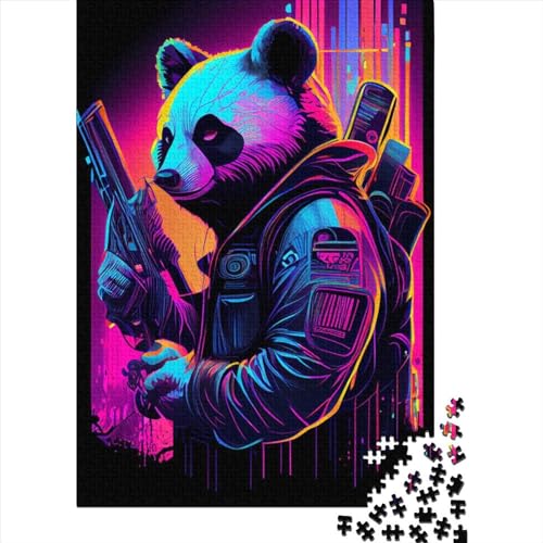 Puzzle mit 1000 Teilen für Erwachsene Teenager, Neon-Panda, lustige Puzzles für Erwachsene, 1000-teiliges Weihnachts- und Geburtstagsgeschenk für Erwachsene und Teenager, 75 x 50 cm