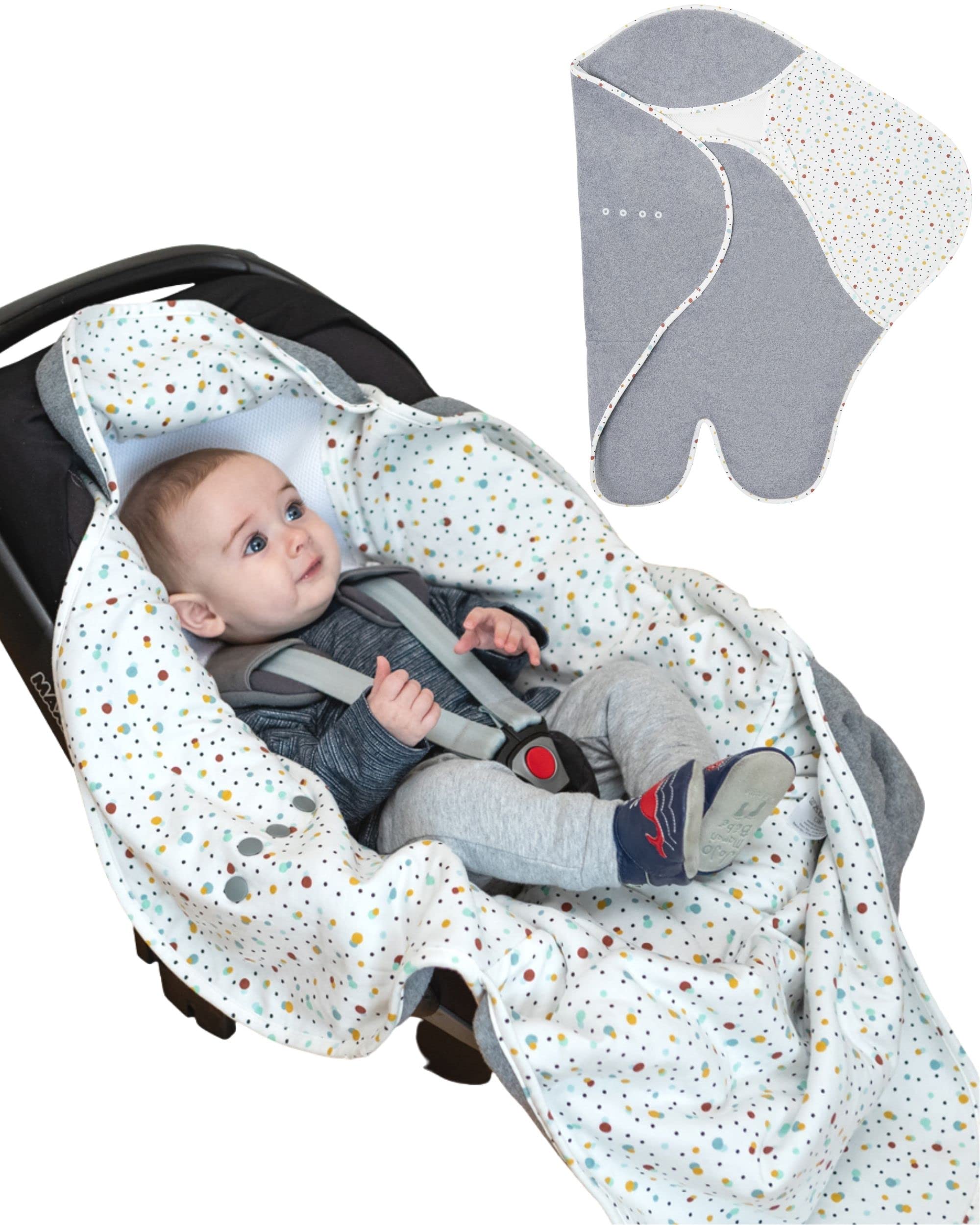 Purflo Cosy Travel Wrap | Baby-Reisedecke | Autositz-Wickeldecke | 0-9 Monate | Scandi Spot