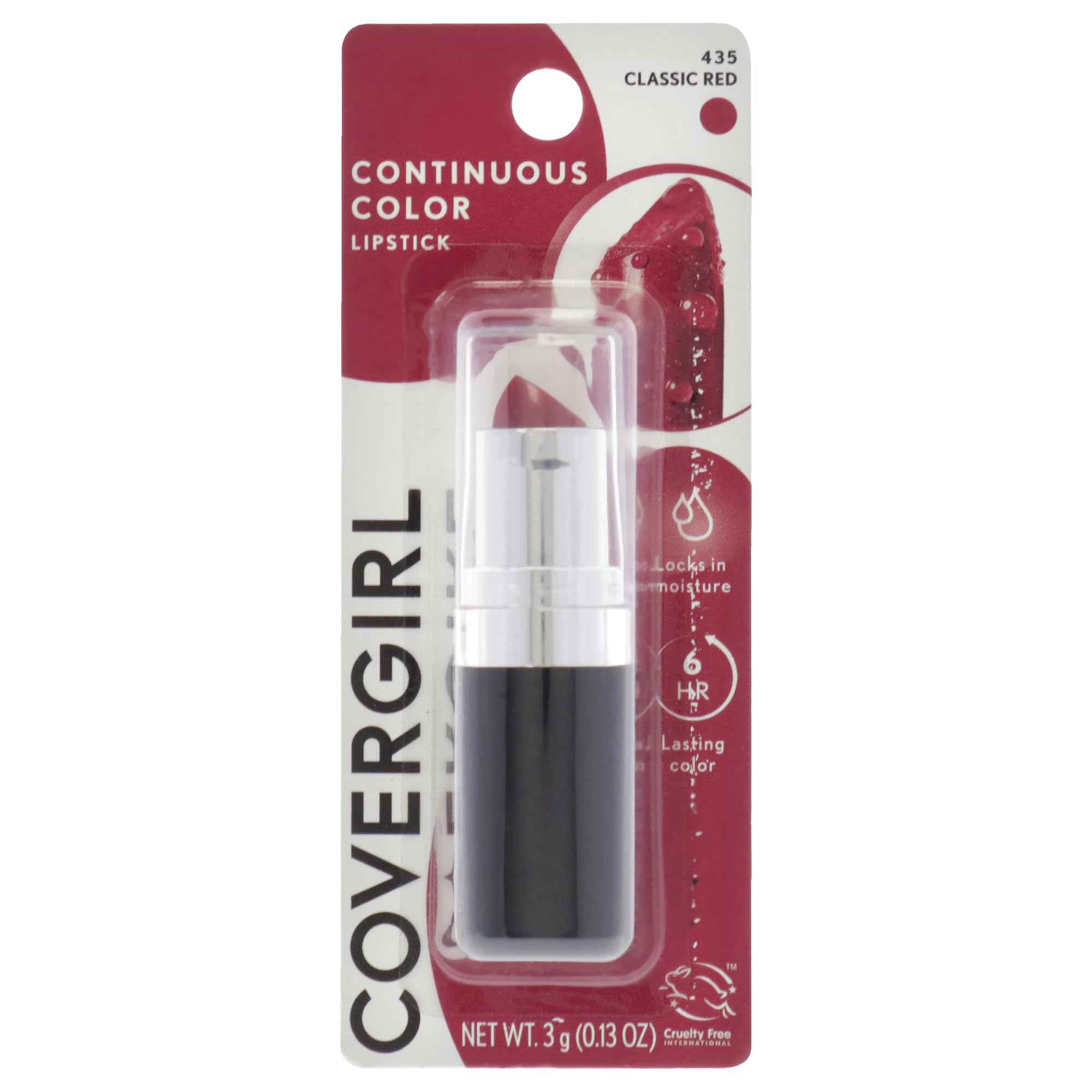 CoverGirl Continuous Color Lipstick, Classic Red, 0.13 Ounce by COVERGIRL