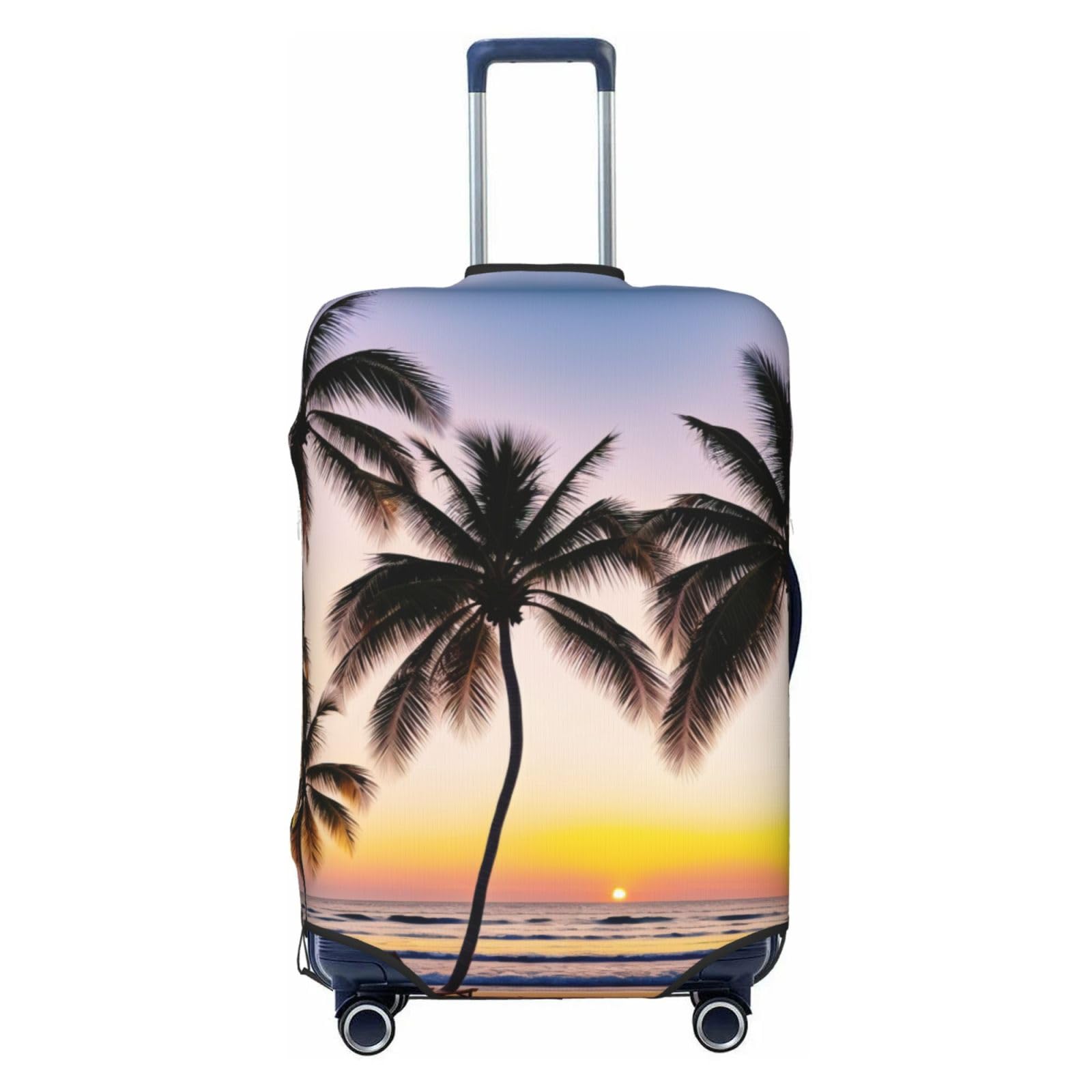 Miniks Sunset Beach Palmen Reisegepäckabdeckung, robuster Koffer-Schutz, passend für 45,7 - 81,3 cm große Gepäckstücke, Schwarz, Large