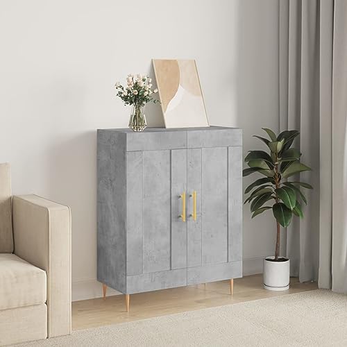 CCCINER Sideboard Betongrau 69,5x34x90 cm Holzwerkstoff,Zeitloses Sideboard aus Holzwerkstoff mit viel Stauraum für Ihr Zuhause