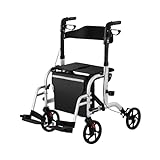 Uniprodo UNI_ROLL_03 2in1 Rollator Transportstuhl Gehhilfe 2 in 1 Rollator mit Fußstützen