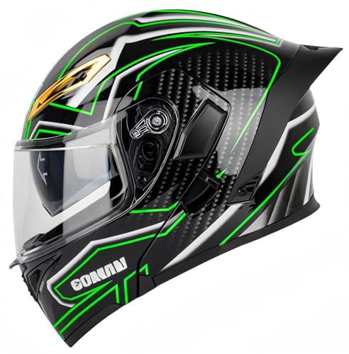 Modularer Motorradhelm, integrierter Motorradhelm, ECE-geprüfter, atmungsaktiver Rollerhelm mit Doppelvisier, Herren- und Damen-Rollerhelm, Doppel-Integralhelm F,L59-60CM