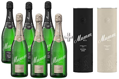 Mumm Sekt Geschenkset – Mumm Extra Dry (3 x 0,75l), Mumm Dry (3 x 0,75l), 2x Mumm Geschenkpackung