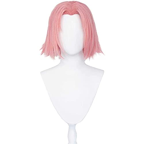 WCCNKK Cosplay Perücke Für Haruno Sakura, Synthetic Wig Perücke, Mit Kostenloser Perückenkappe, Halloween Kostüm Party Alltag Cosplay Pink Wig, Anime-Fan-Geschenk