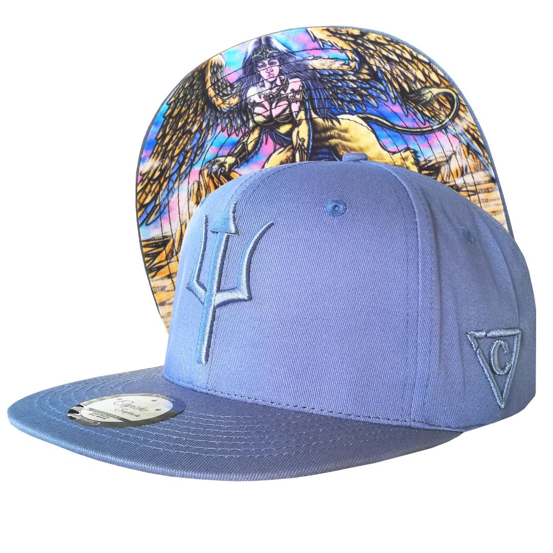 Capiche [99+ VARIATIONEN] Snapback Cap - Kappe - Baseball - Mütze - Herren - Hellblau - Griechisches mythologisches Wesen - Löwe - Flügel - [Ancient Greek] Sphinx