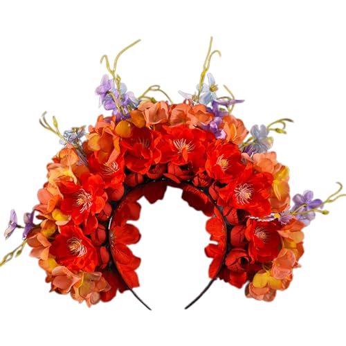 YYSQL Schöner Blumenkopfschmuck, traditionelles chinesisches Blumen-Haar-Accessoire, auffälliges Blumen-Stirnband