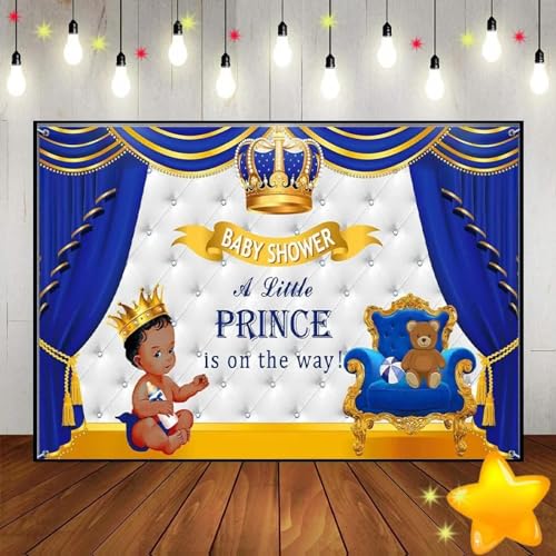 Prinz Hintergrund Foto wenig Fotografie königlich Baby Shower thron Hintergrund blau Gold Geburtstag Dekoration Party Krone 350x230cm