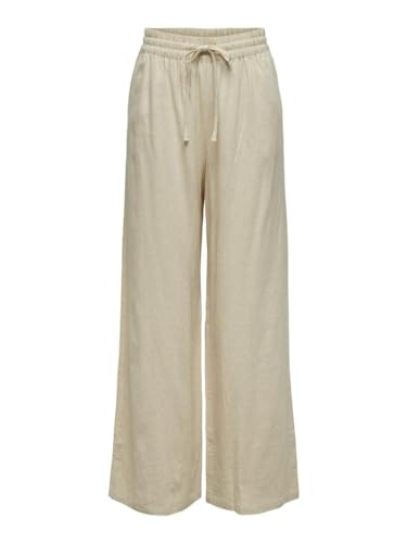 JdY Damen Jdysay Hw Linen Wide Pant WVN Noos Leinenhose, Oatmeal/Detail:Melange, XS / 32L